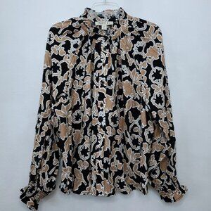 TWRHLL by Christie Brinkley Smocked Button-down Floral Blouse Size 1X